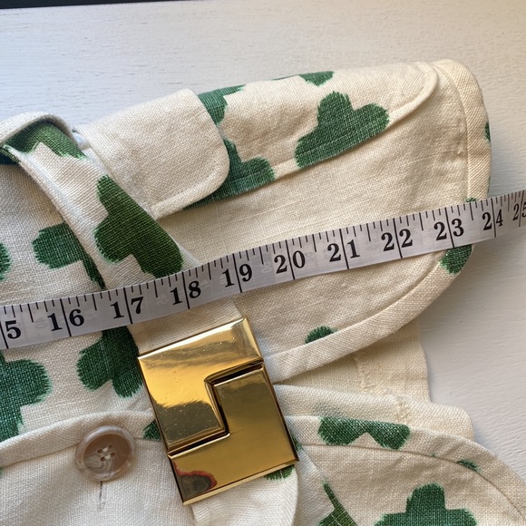Summer Blazer with a belt white green Size S Linen St. Patric Lucky Jacket - Picture 13 of 15